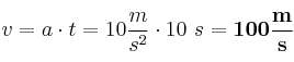 v = a\cdot t = 10\frac{m}{s^2}\cdot 10\ s = \bf 100\frac{m}{s}