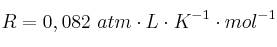 R = 0,082\ atm\cdot L\cdot K^{-1}\cdot mol^{-1}