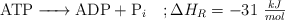 \ce{ATP -> ADP + P_i}\ \ \ ; \Delta H_R = -31\ \textstyle{kJ\over mol}