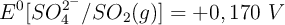 E^0[SO_4^{2^-}/SO_2(g)] = +0,170\ V