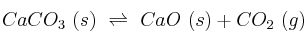 CaCO_3\ (s)\ \rightleftharpoons\ CaO\ (s) + CO_2\ (g)