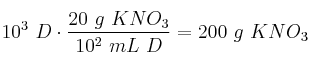 10^3\mL\ D\cdot \frac{20\ g\ KNO_3}{10^2\ mL\ D} = 200\ g\ KNO_3