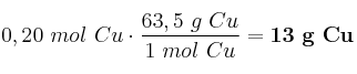 0,20\ mol\ Cu\cdot \frac{63,5\ g\ Cu}{1\ mol\ Cu} = \bf 13\ g\ Cu