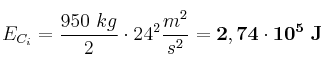 E_{C_i} = \frac{950\ kg}{2}\cdot 24^2\frac{m^2}{s^2} = \bf 2,74\cdot 10^5\ J