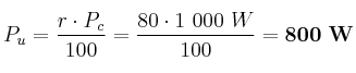 P_u = \frac{r\cdot P_c}{100} = \frac{80\cdot 1\ 000\ W}{100} = \bf 800\ W