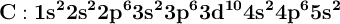 \bf C: 1s^22s^22p^63s^23p^63d^{10}4s^24p^65s^2