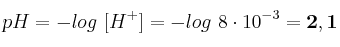 pH = -log\ [H^+] = -log\ 8\cdot 10^{-3} = \bf 2,1
