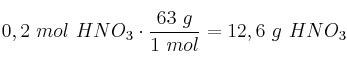 0,2\ mol\ HNO_3\cdot \frac{63\ g}{1\ mol} = 12,6\ g\ HNO_3