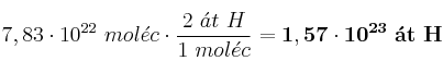7,83\cdot 10^{22}\ mol\acute{e}c\cdot \frac{2\ \acute{a}t\ H}{1\ mol\acute{e}c} = \bf 1,57\cdot 10^{23}\ \acute{a}t\ H