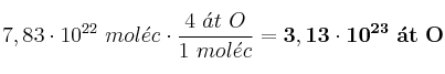 7,83\cdot 10^{22}\ mol\acute{e}c\cdot \frac{4\ \acute{a}t\ O}{1\ mol\acute{e}c} = \bf 3,13\cdot 10^{23}\ \acute{a}t\ O