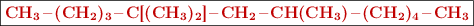 \fbox{\color[RGB]{192,0,0}{\bf \ce{CH3-(CH2)3-C[(CH3)2]-CH2-CH(CH3)-(CH2)4-CH3}}}