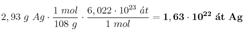 2,93\ g\ Ag\cdot \frac{1\ mol}{108\ g}\cdot \frac{6,022\cdot 10^{23}\ \acute{a}t}{1\ mol} = \bf 1,63\cdot 10^{22}\ \acute{a}t\ Ag