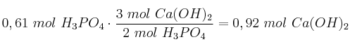 0,61\ mol\ H_3PO_4\cdot \frac{3\ mol\ Ca(OH)_2}{2\ mol\ H_3PO_4} = 0,92\ mol\ Ca(OH)_2