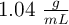 1.04\ \textstyle{g\over mL}