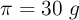 \pi = 30\ g