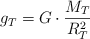 g_T  = G\cdot \frac{M_T}{R_T^2}