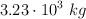 3.23\cdot 10^3\ kg