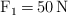 \ce{F_1 = 50 N}