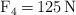 \ce{F_4 = 125 N}