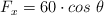 F_x  = 60\cdot cos\ \theta