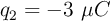 q_2 = -3\ \mu C
