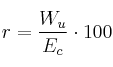 r = \frac{W_u}{E_c}\cdot 100
