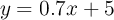 y = 0.7x + 5