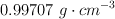 0.99707\ g\cdot cm^{-3}