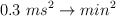 0.3\ ms^2 \rightarrow min^2