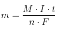 m = \frac{M\cdot I\cdot t}{n\cdot F}