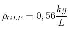 \rho_{GLP} = 0,56\frac{kg}{L}