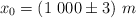 x_0  = (1\ 000\pm 3)\ m