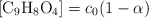[\ce{C9H8O4}] = c_0(1 - \alpha)
