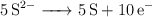 \ce{5S^{2-} -> 5S + 10e-}