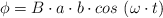 \phi = B\cdot a\cdot b\cdot cos\ (\omega\cdot t)