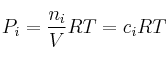 P_i = \frac{n_i}{V}RT = c_iRT