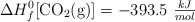 \Delta H_f^0 [\ce{CO2(g)}] = -393.5\ \textstyle{kJ\over mol}