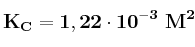 \bf K_C = 1,22\cdot 10^{-3}\ M^2