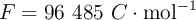 F = 96\ 485\ C\cdot \text{mol}^{-1}