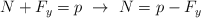 N + F_y = p\ \to\ N = p - F_y