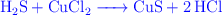 \color{blue}{\ce{H2S + CuCl2 -> CuS + 2HCl}}