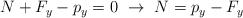 N + F_y - p_y = 0\ \to\ N = p_y - F_y