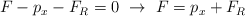 F - p_x - F_R  = 0\ \to\ F = p_x + F_R