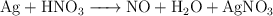 \ce{Ag + HNO3 -> NO + H2O + AgNO3}