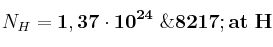 N_H = \bf 1,37\cdot 10^{24}\ \’at\ H