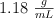 1.18\ \textstyle{g\over mL}