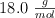 18.0\ \textstyle{g\over mol}