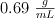 0.69 \ \textstyle{g\over mL}