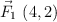 \vec F_1\ (4,2)