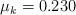 \mu_k = 0.230